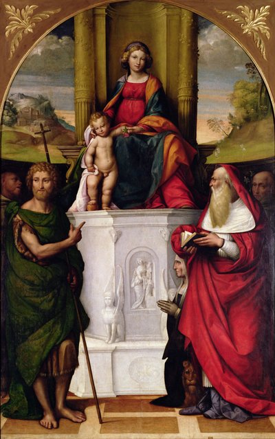 The Virgin Enthroned with St. Jerome and St. John by Benvenuto Tisi da Garofalo